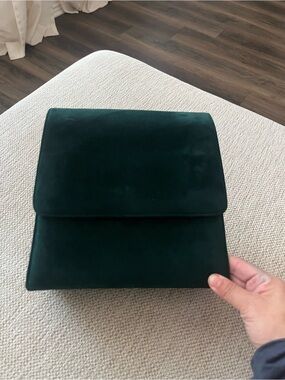 Claudio Merazzi Velvet Suede Green Snakeskin Clutch Purse Vintage